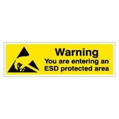 SUNSIGNS 300x100mm Vinyl & Acrylic Sandwich Warning you are Entering an ESD Protected area Signage, SN0178VNLM1HPIDAG