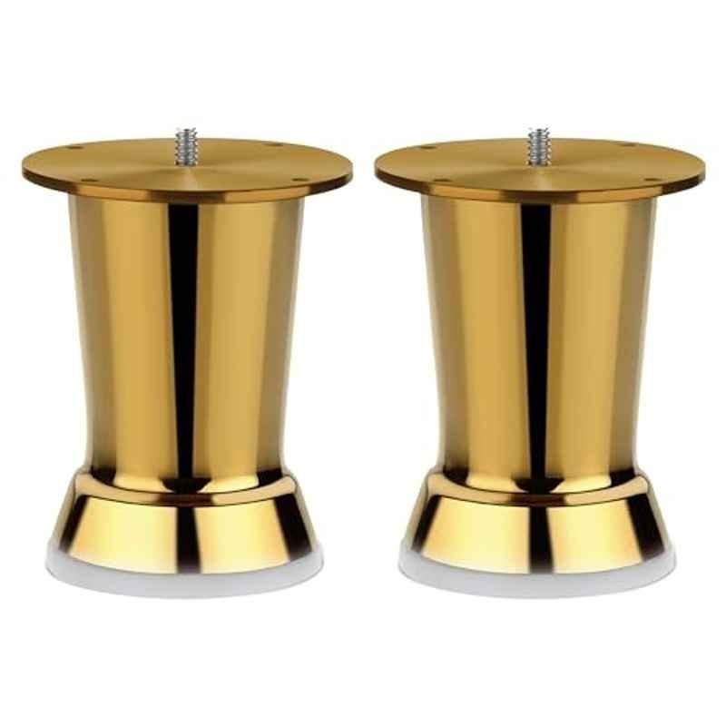 Plantex 4 inch Gold Round Heavy Duty Spare Sofa Leg for Bed Furniture/Sofa Leg for Furniture Fitting/Table Leg/Sofa Leg (Pack of 2), APS-DTS-51-4IN-GOLD-SOFA-LEG-PAIR-PK-1