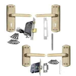 Onjecx 4 Pcs Stainless Steel Brown Antique Brass Finish Double Stage Mortise Door Lock Set, Onjecx00999