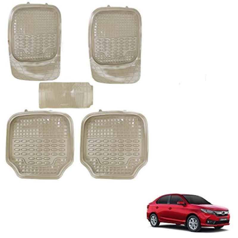 Kozdiko 5 Pcs 4G Beige Rubber & PVC Heavy Car Foot Mat Set for Honda Amaze New2018, koz_80860