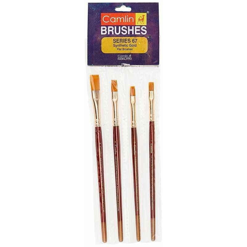 Camlin Series 67 Flat Synthetic Gold Paint Brush, 2067764 (Pack of 10)