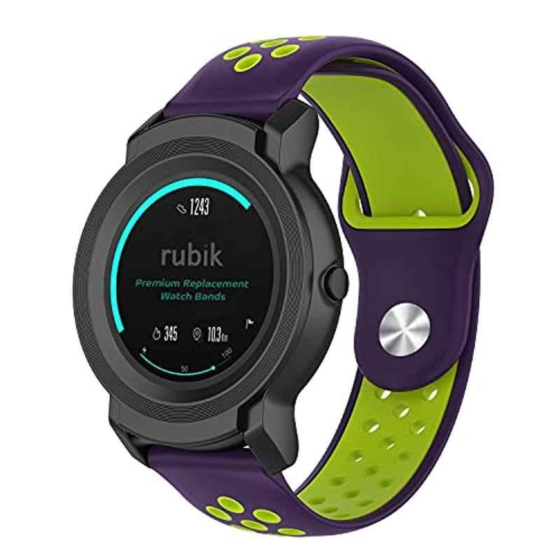 Rubik 22mm Silicone Purple & Green Watch Band