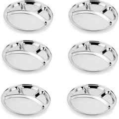 Classic Essentials CE-Partition-Round 6 Pcs Stainless Steel Plate Set (Pack of 5)
