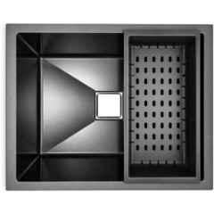 Prestige 24x18x10 inch Stainless Steel 304 Black Single Bowl Handmade Kitchen Sink with Waste Coupling, Waste Pipe & Drain Basket