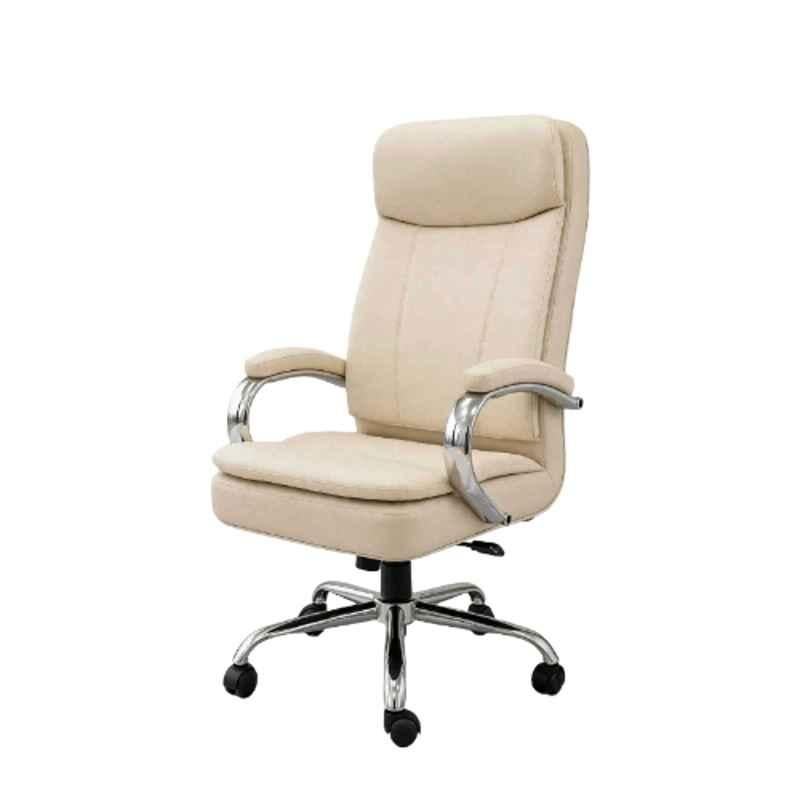 ZRF Leatherette Beige High Back Armrest Ergonomic Office Chair, ES90