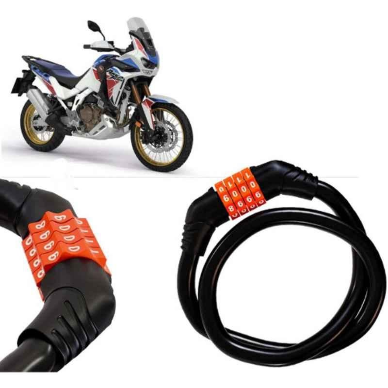 Auto Pearl Black & Orange 4 Digit Anti-Theft Combination Number Lock for Africa Twin