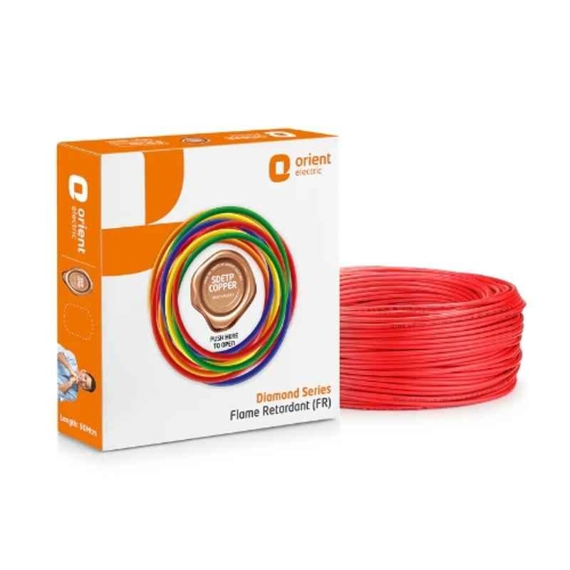Orient Diamond 4 Sqmm Red PVC Insulated Copper Conductor Flame Retardant Wire, 711FRC5RE0400D, Size: 90 m