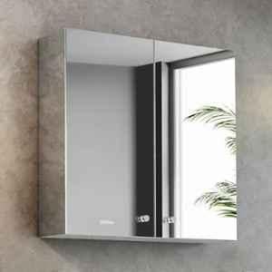 Plantex 18x18 inch Stainless Steel Silver Chrome Finish Double Door Bathroom Mirror Cabinet