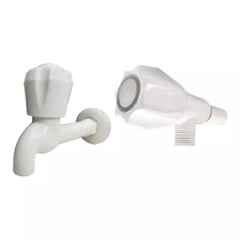 Fastgear 2 Pcs PVC White Chrome Finish Bathroom Faucet Set, FG2225