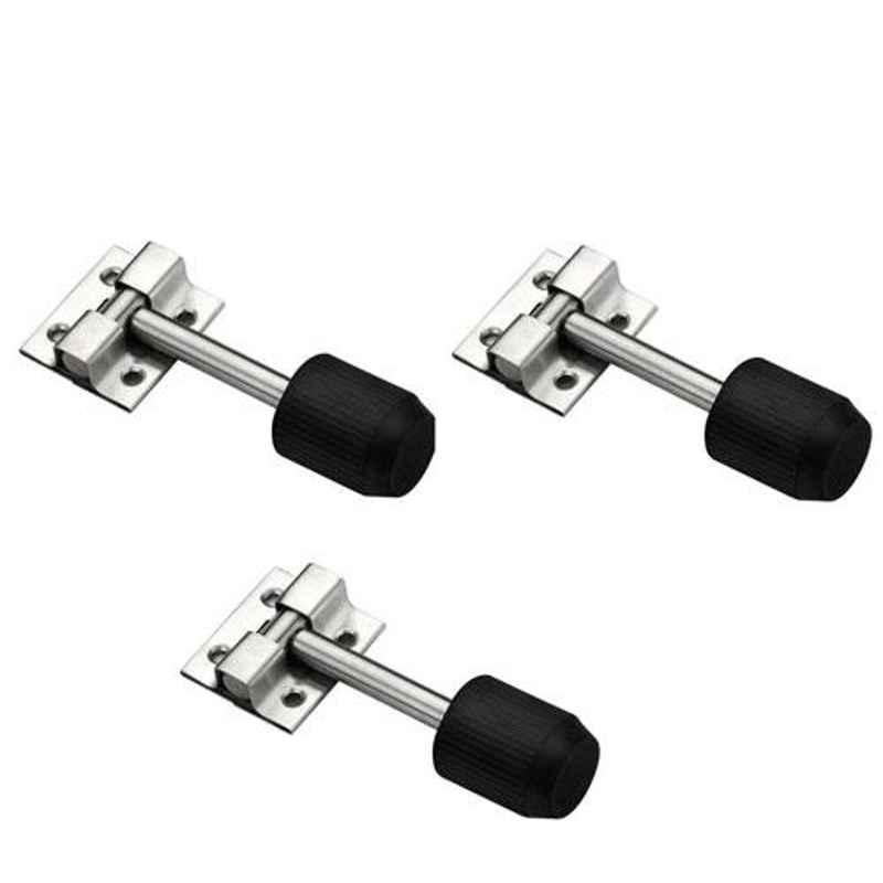 Nixnine 3 inch Stainless Steel Floor Door Stopper with Rubber Tip, SNL_A-513_3PS (Pack of 3)