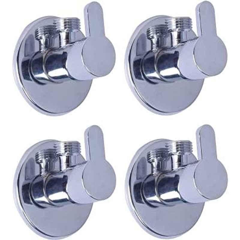 Spazio Stainless Steel Chrome Finish Fusion Angle Valve with Wall Flange (Pack of 4)