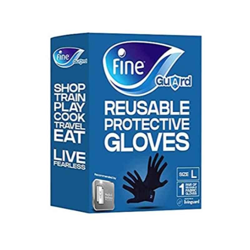 Fine Guard Navy Blue Livinguard Technology Infection Prevention Adult Gloves, Size: Large