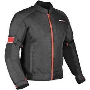 AllExtreme TRIPPER Mesh Fabric Red & Black Windproof Bike Riding Jacket with Armour Back Elbows & Shoulders Gear Protector for Men, Size: XL