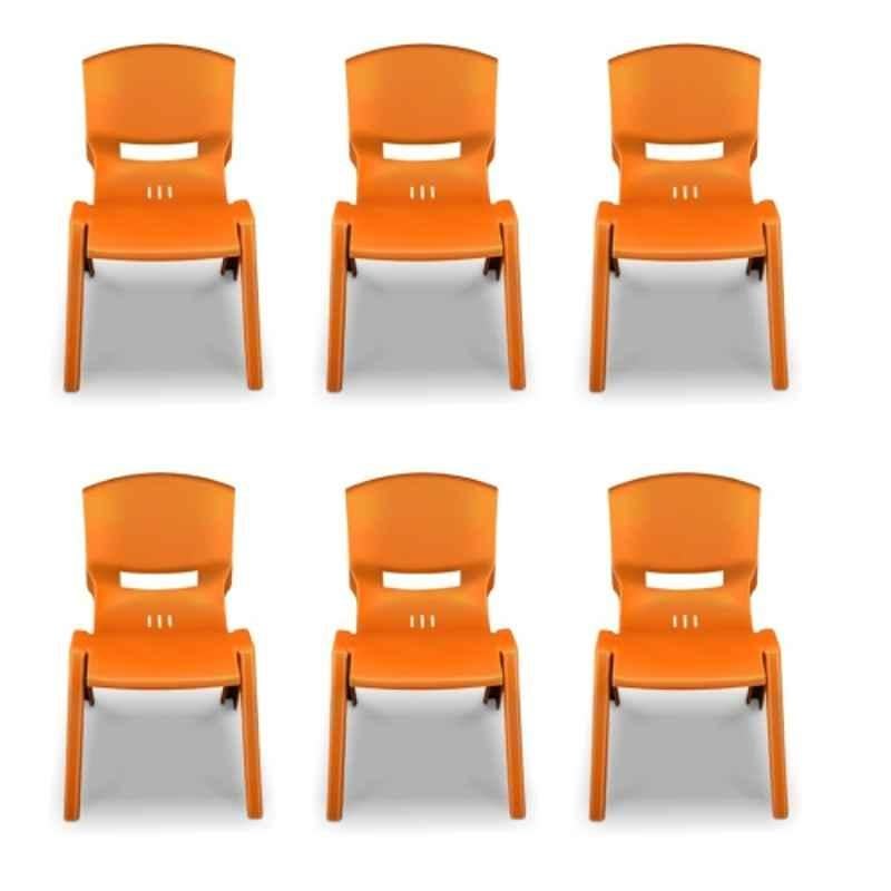 Maharaja Rocky 430x375x705mm Plastic Orange Armless Chair for Study, Play School & Home Use (Pack of 6)