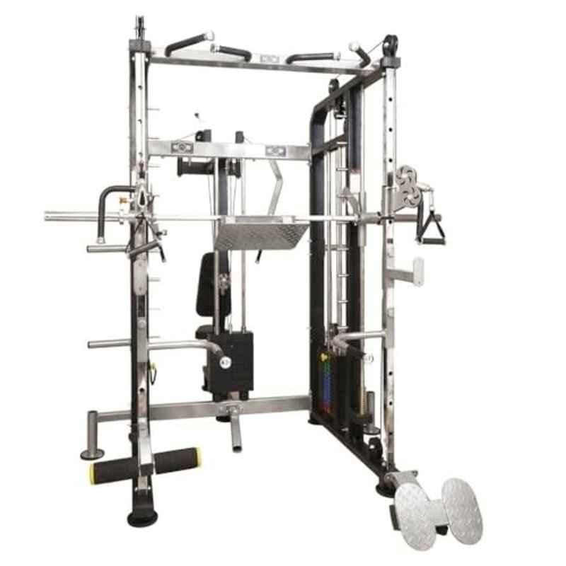 GYM24 Equipment 80kg Capacity Alloy Steel Black & Grey Multi Functional Trainer Smith Machine & PEC Fly with Rear DELT