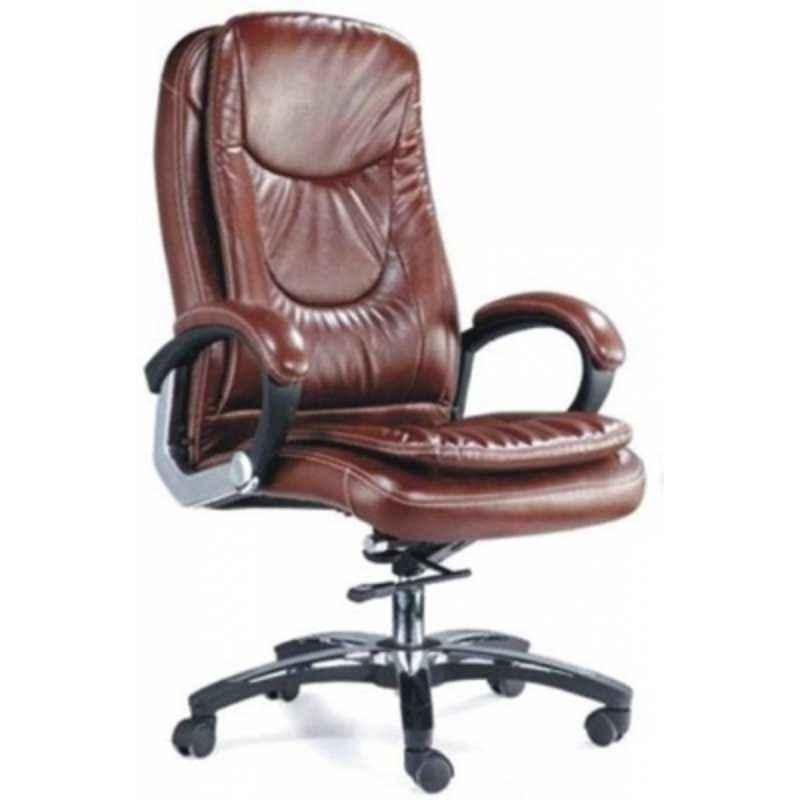 Mezonite High Back Leatherette Brown Office Chair, Dimensions: 80x45x60 cm
