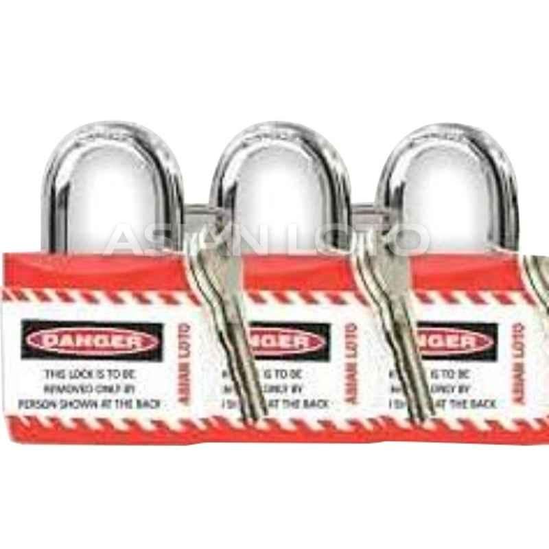 Asian Loto 3 Pcs Metal & Plastic Red Regular Shackle Jacket Padlock Set with 3 Keys, ALC-LPR
