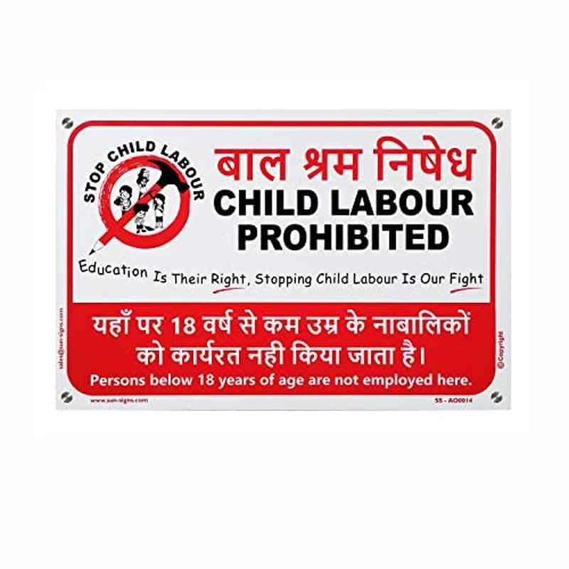 Buy SUNSIGNS 12x17 inch ABS No Child Labour Signage Board