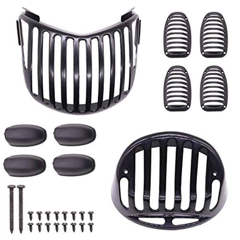 AllExtreme Pvc Front Rear Head Light, Tail Light & Indicator grill Cover Set Compatible With Bajaj Platina (Black)
