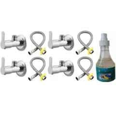 Senkiddpro Marc 4 Pcs Stainless Steel Chrome Finish Angle Cock & Connection Pipe & Tap Shiner Combo