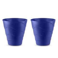 Blume Swirl 8 inch Royal Blue Plastic Round Flower Pot, MC-SL-RB-2 (Pack of 2)