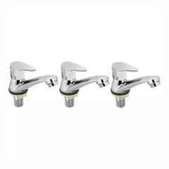 Fastgear Stainless Steel Silver Chrome Finish Pillar Tap, FG1179 (Pack of 3)