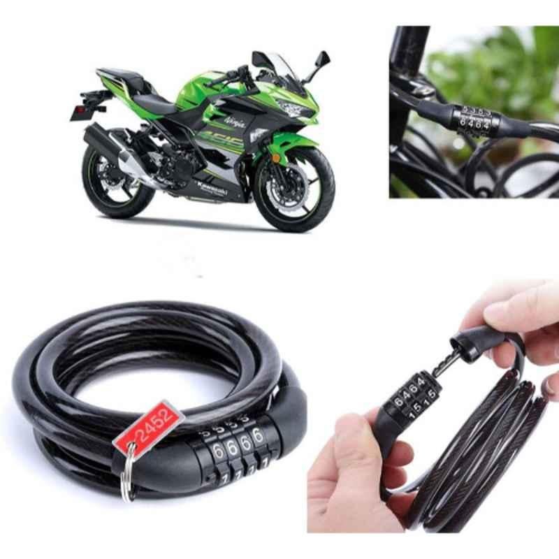 Auto Pearl PVC & Plastic Black Combination Cable Lock for Ninja 400, 826