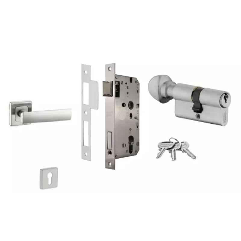 Dorset ML Series Eden 60mm Stainless Steel Silver Chrome Finish Door Handle Lock Set with Knob & Key (Pack of 3)