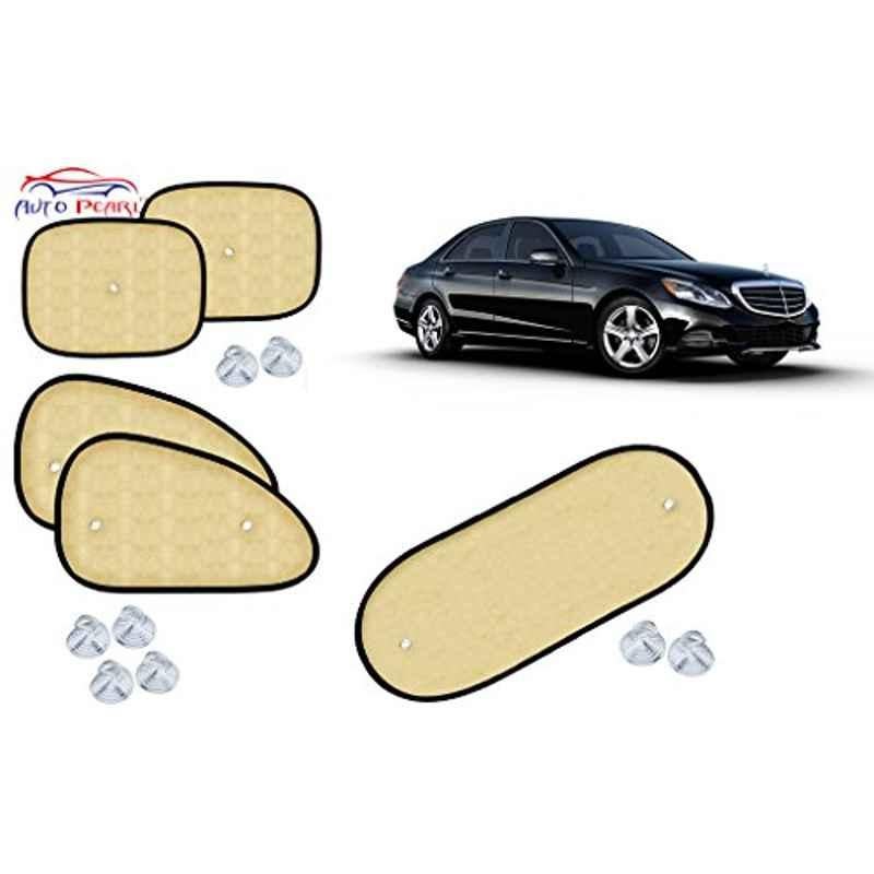 Auto Pearl 5 Pcs PVC & Mesh Beige Window & Rear Sun Shade Set for Mercedes Benz E-Class