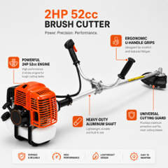 Asha Agri 2HP 52CC 2 Stroke Petrol Operated Side Pack Brush Cutter Machine with 80T, 2T Blade & Tap-n-Go Harvester Attachment, ABC-522-SP