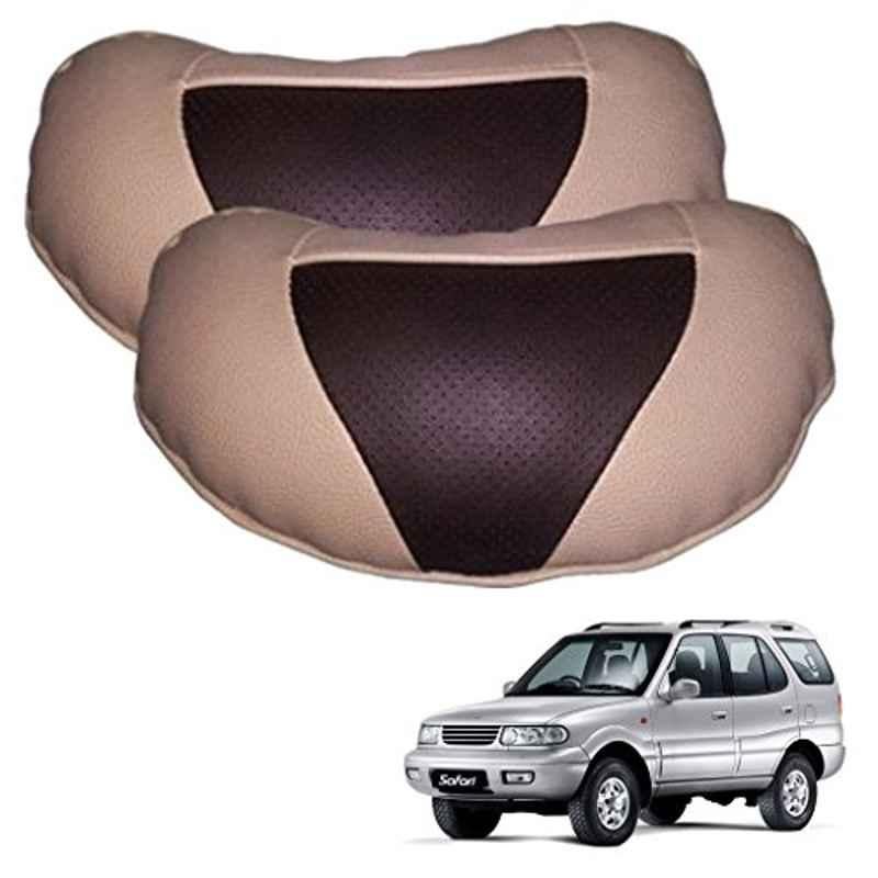 Kozdiko 2 Pcs Brown & Beige Neck Rest Set for Tata Safari::Grand Dicor, koz_38866