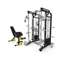 GYM24 Equipment 80kg Capacity Iron Black & Grey All in One Multi Functional Trainer Smith Machine with Versatile 7 in 1 Adjustable Bench