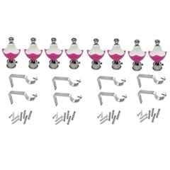 Onjecx 10x5cm Plastic & Stainless Steel Pink Curtain Bracket with Support Clamp, KB08PINK (Pack of 8)