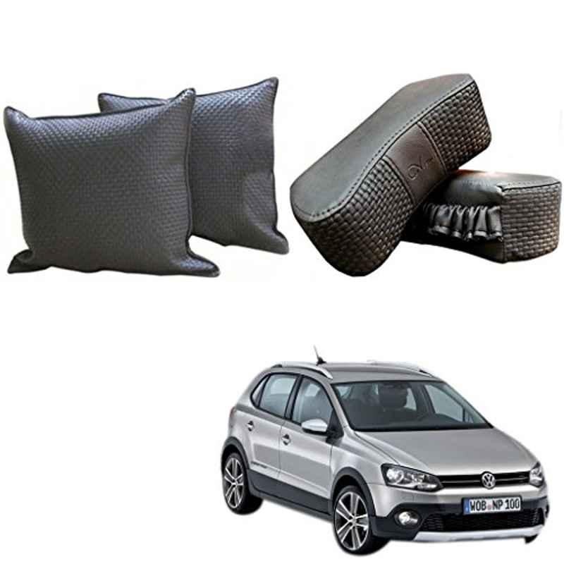 Kozdiko One Pair Grey Neck Rest & One Pair Cushion Combo for Volkswagen Polo Cross