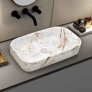 Plantex Tabletop Wash Basin for Bathroom/Designer Ceramic Basin/Rectangle Countertop Wash Basin/Home/Office (22x14x5 Inch)