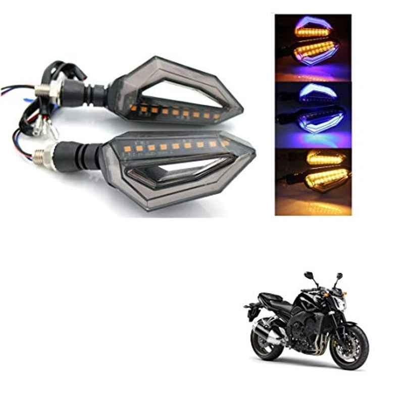 Kozdiko 4 Pcs Bike D Shaped 9 LED Front & Rear Side Turn Signal Indicator Light Set for Yamaha FZI