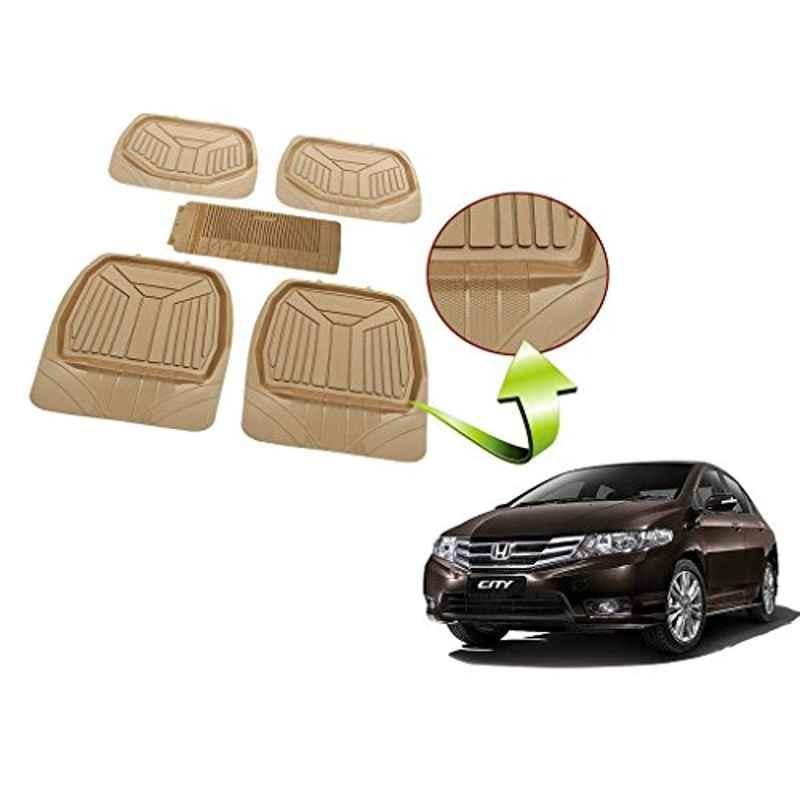 Kozdiko 5 Pcs Rubber Beige 3G Rubber Mat Set for Honda Jazz