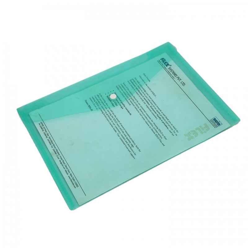 Solo A4 Transparent Green My Clear Bag with Button Closure, MC 102 (Pack of 50)