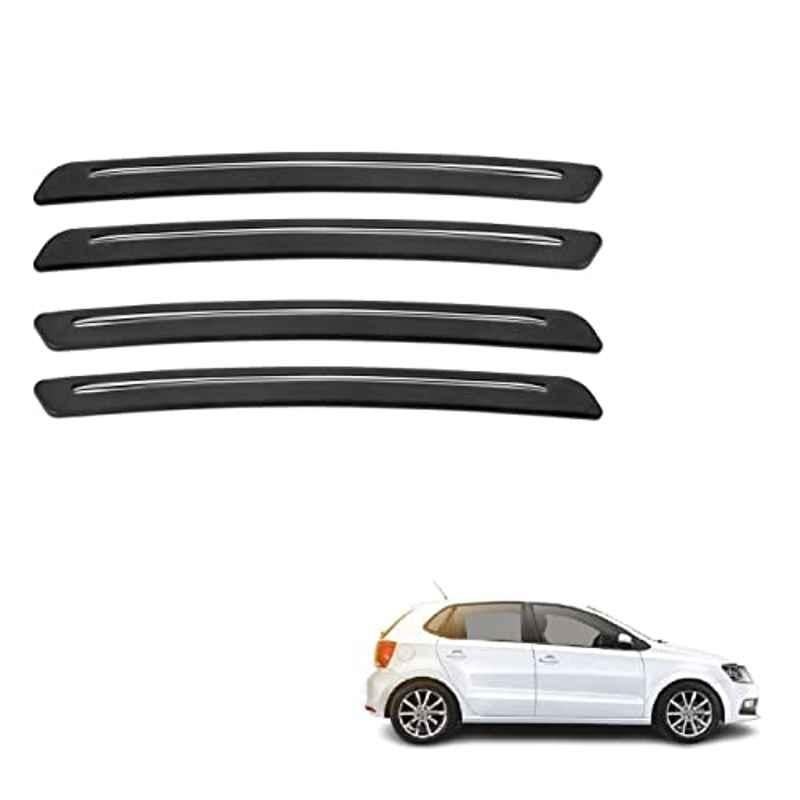 Kozdiko 4 Pcs Rubber Black Car Bumper Protector Set with Chrome Strip for Volkswagen Polo Exquisite