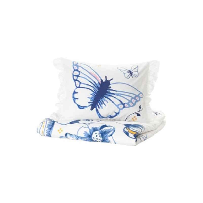 Sanglarka 150cm Cotton Blue & White Butterfly Print Quilt Cover & Pillowcase, CT105786