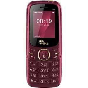 Cellecor E9 32GB/32GB 1.8 inch Red Wine Dual Sim Feature Phone with Torch Light & FM