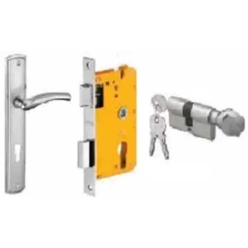 Dorset ML Series Onix 70mm Stainless Steel Silver Chrome Finish Door Handle Lock Set with Knob & Key (Pack of 2)