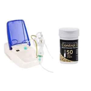 Control D 50 Pcs Blood Glucose Test Strips & Prime Nebulizer Combo