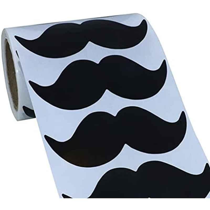 Rubik 200Pcs 8x2.5cm Paper Black Moustache Label Stickers Set