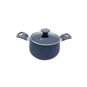 Sigri-Wala 3 Litre 30cm Induction Bottom Aluminium Black Non Stick Casserole with Glass Lid