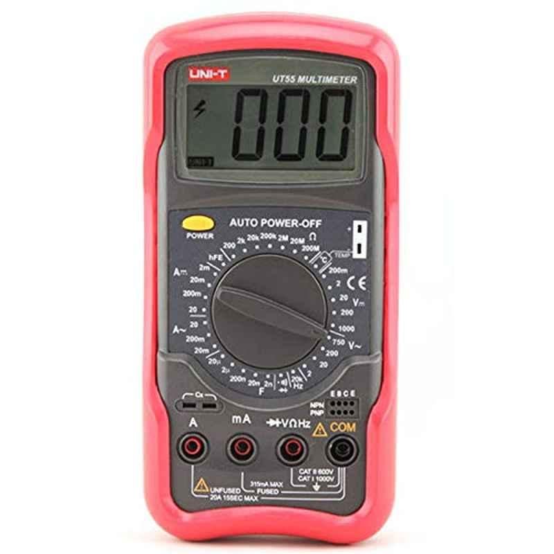 Uni-T Ut55 Digital Multim Dc Ac Volt Amp Ohm Capacitance Hz Temp Tester-Red