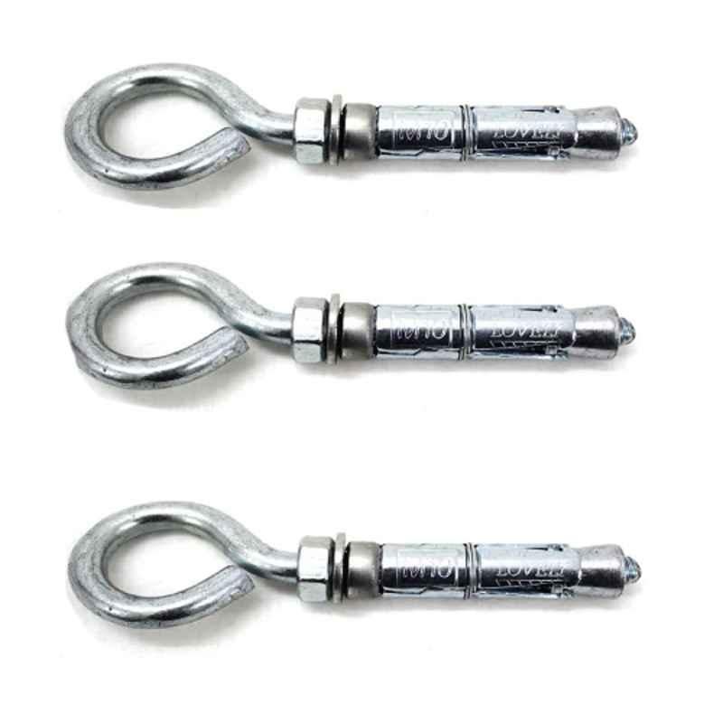 Lovely 10x125mm Heavy Duty Rawal Bolt with Hook Eyelet (Pack of 3)