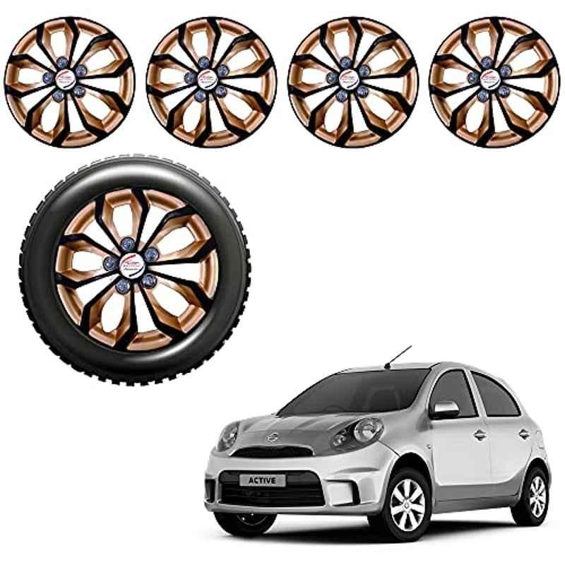 Auto Pearl 4 Pcs 13 inch ABS Golden & Black Car Wheel Cover Set for Nissan Active