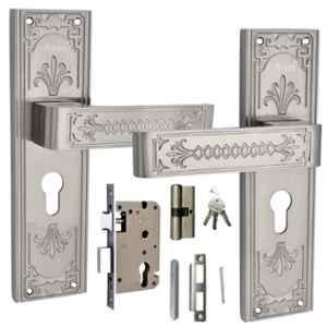 ATOM 8 inch Alloy Steel Silver Satin Finish Mortise Door Lock Set, MH-O37-CY-SS-BSK
