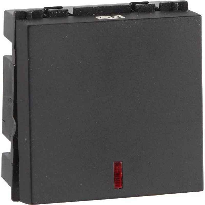 Havells Fabio 10A Polycarbonate Mat Black X Mega Switch with Indicator, AHFMXIB101